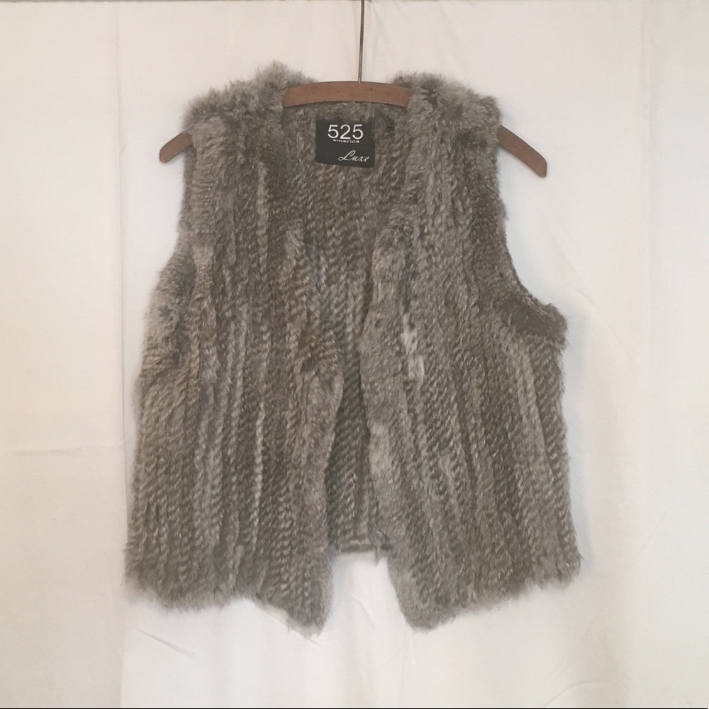 Grey/white/black Real Rabbit Fur Vest